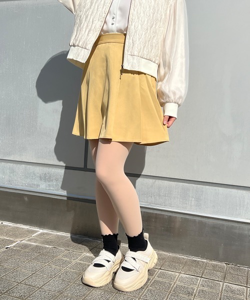 F i.n.t（フィント） スカート ロゴ刺繍入りサイドプリーツミニ