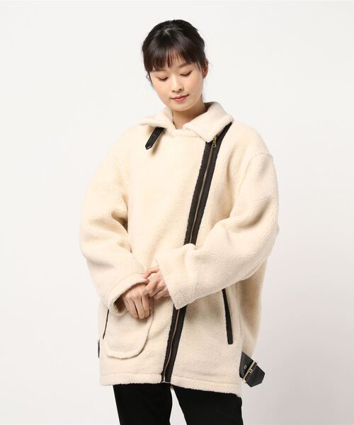 「TEVALT」 ライダースジャケット 38 オフホワイト レディース_画像7