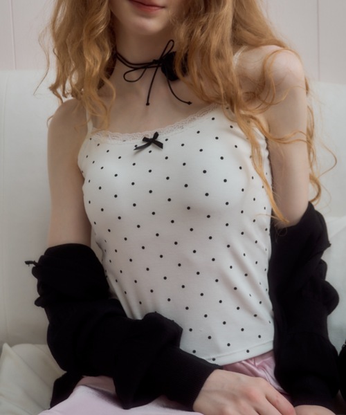 EMMY ドットキャミ Birthday room キャミソール ドット柄レースキャミ/dot lace