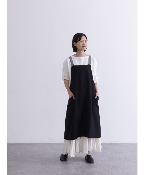 COCO WALK（ココウォーク） エプロン 配色ギャザーバッククロス