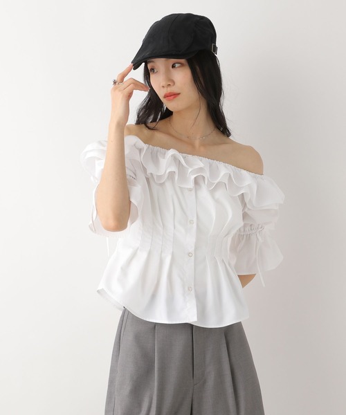 styling/ オフショルブラウス クリンクルワッシャーオフショルブラウス|allureville OFFICIAL SITE