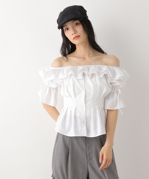 新品未使用 オフショルブラウス HOLIDAYANDHOLIDAY Heather ブラウス シャツ フリルデザインオフショルブラウス