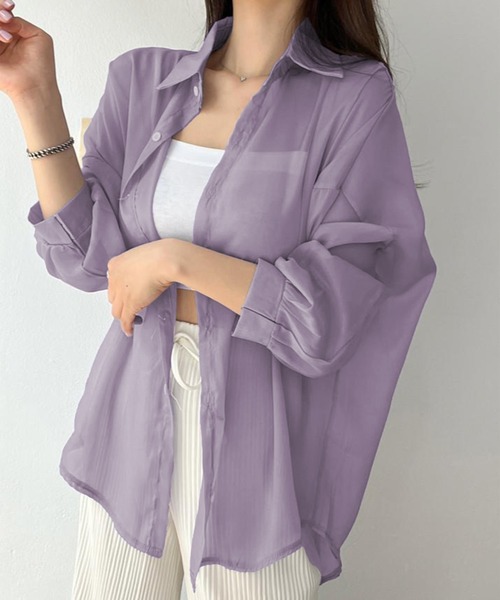 新品✨ダイアグラム シアーブラウス 薄紫 S 長袖 2way 定価13200 新品✨ダイアグラム シアーブラウス 薄紫 S 長袖 2way 定価13200