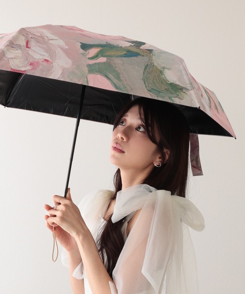 Lace Ladies 折りたたみ傘 晴雨兼用 ペイント風 ボタニカル柄