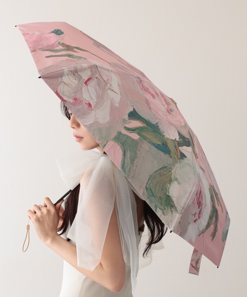 Lace Ladies 折りたたみ傘 晴雨兼用 ペイント風 ボタニカル柄