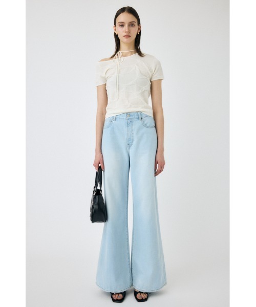 MOUSSY tシャツ NECK STRAP JACQUARD Tシャツ レディース