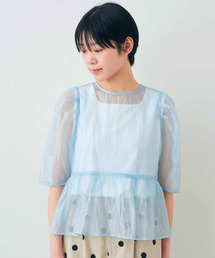 IEDIT（イディット） ブラウス シャツ 箔（はく）ドットプリントの 