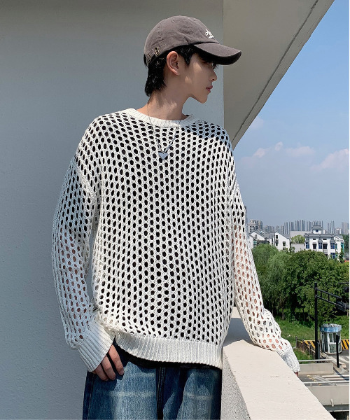 「neos」 長(zhǎng)袖ニット LARGE オフホワイト メンズ