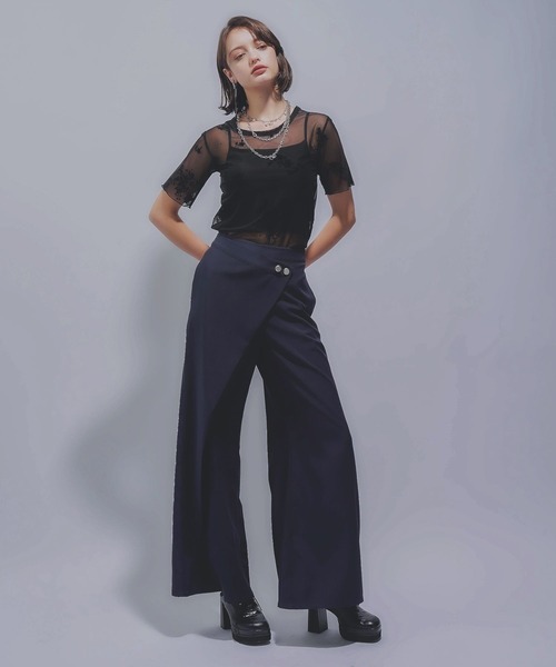 HARE tシャツ 2WAYフラワーフロッキーUネックT(HARE