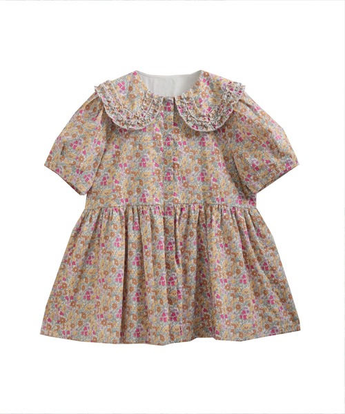 Fitmmore ミニフリル襟 ペプラム 花柄ブラウス ミニフリル襟ペプラム花柄ブラウス【宅配便】 | Fit more