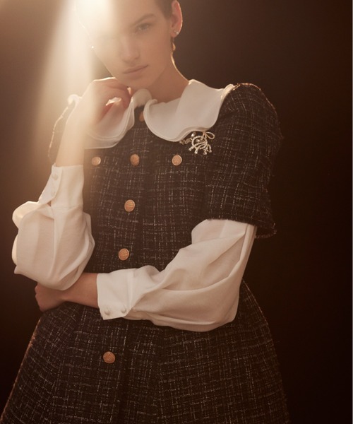 「CELFORD」 ノーカラージャケット 36 インディゴブルー レディースの画像