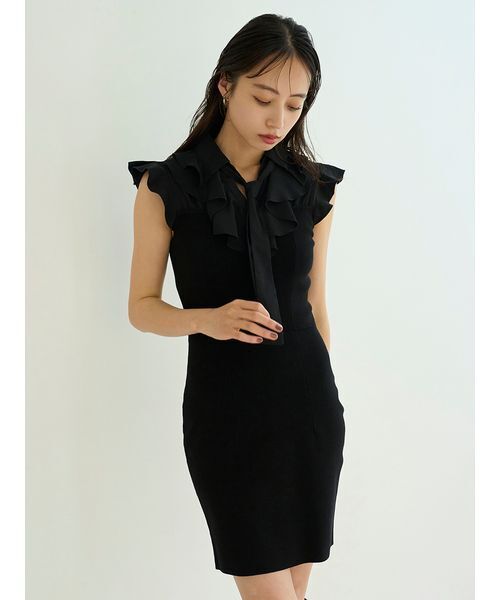 SNIDEL ワンピース Sustainableフリルカラードッキングミニ