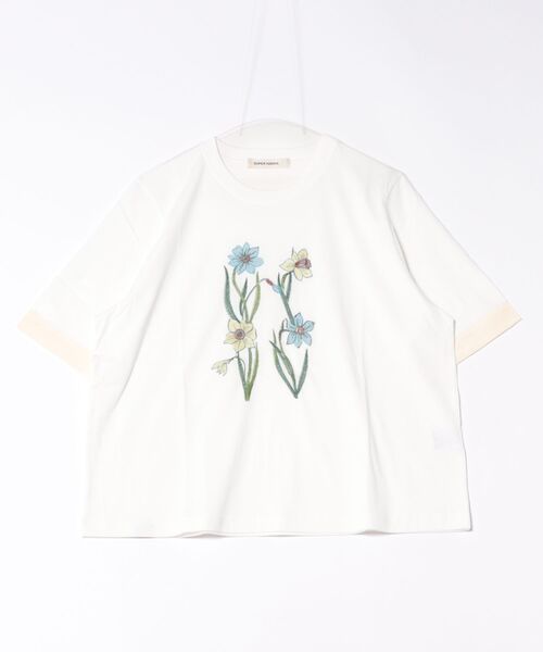 tシャツ ダファディル刺繍Tシャツ レディース