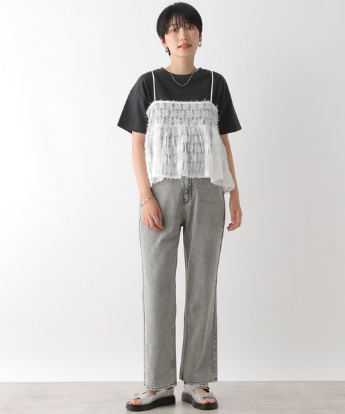 「LEPSIM」 加工デニムパンツ LARGE ライトブルー レディース