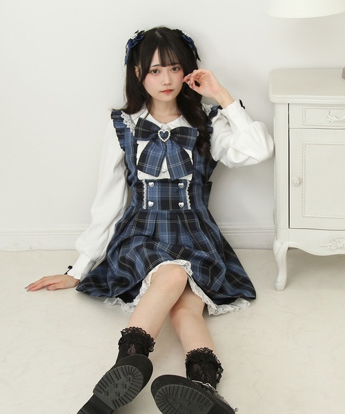 DearMyLove ワンピース ドッキング風フリルハートリボンワンピース