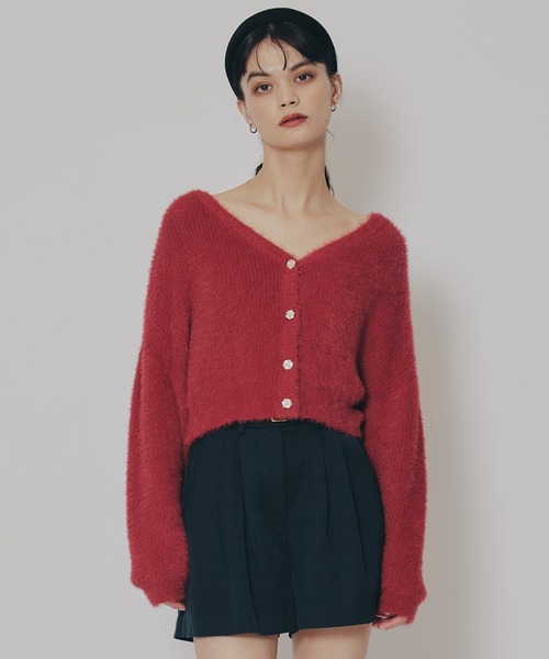 REDYAZEL（レディアゼル） カーディガン フェザーヤーンビジューボタン