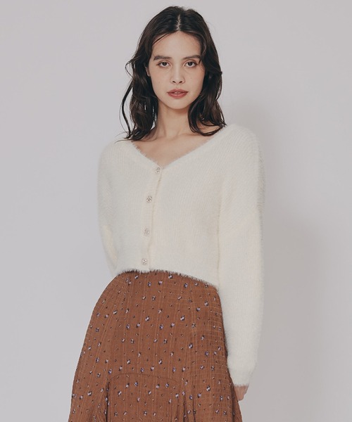 REDYAZEL（レディアゼル） カーディガン フェザーヤーンビジューボタン