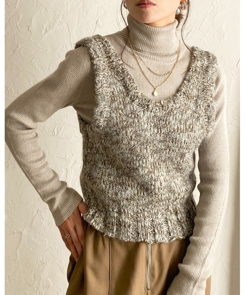 She's Closet ベスト ジレ ミックスカラーショート丈ローゲージ