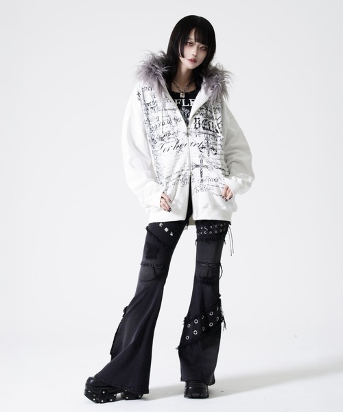 『REFLEM/レフレム』ファー付きタイポZIPフーディー/ジップパーカー REFLEM/レフレム』ファー付きタイポZIPフーディー/ジップパーカー