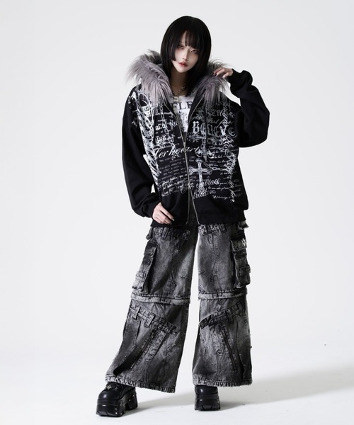 『REFLEM/レフレム』ファー付きタイポZIPフーディー/ジップパーカー REFLEM/レフレム』ファー付きタイポZIPフーディー/ジップパーカー
