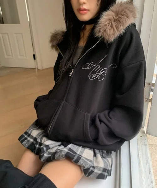 パーカー ファーフードロゴパーカー レディース | LACーVERT | 03