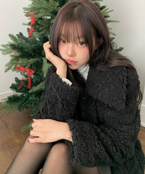 anyonemore コート アウター ビッグカラーボアショートジャケット