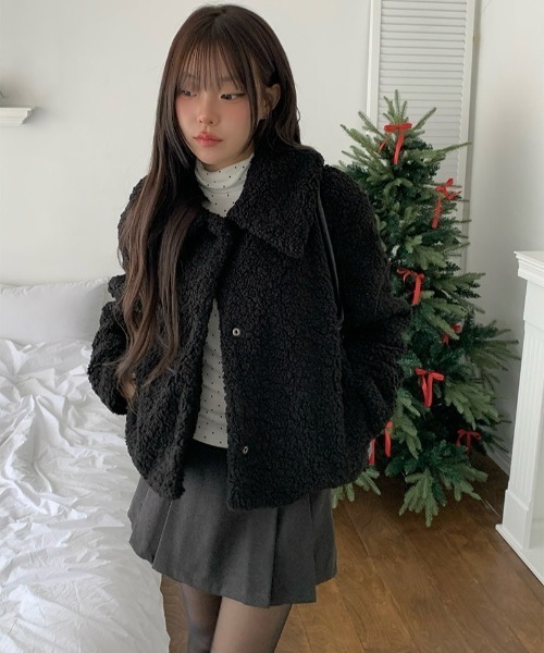 anyonemore コート アウター ビッグカラーボアショートジャケット