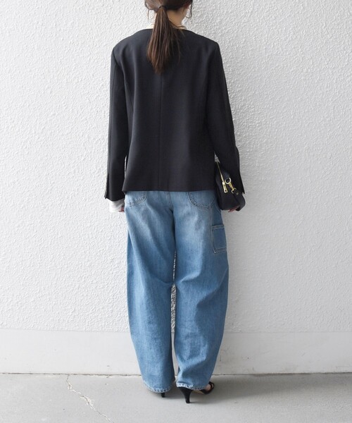 SHIPS anyノーカラー ジャケット、ワイドパンツ，セットアップ SHIPS any ジャケット ノーカラージャケット any:「洗濯機可能
