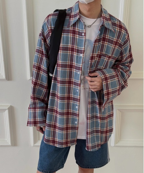 「MGV」 長袖ネルシャツ LARGE ブラック メンズ_画像5