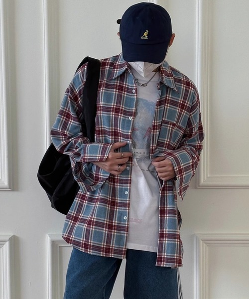 「MGV」 長袖ネルシャツ LARGE ブラック メンズ_画像7