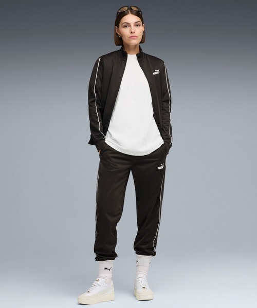 ★美品★PUMA プーマジャージ Shiny 黒✕黒 上下セットアップ XO PUMA（プーマ） ジャージ ウィメンズ ポリ スーツ 上下セット
