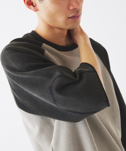 ■再構築■ラグランロンT フェード加工 ワッフル切替 グランジ JOURNAL STANDARD relume（ジャーナルスタンダード レリューム） t