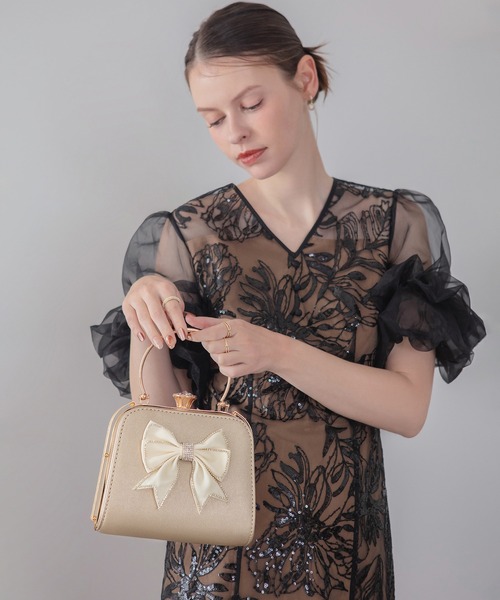 Leja（レジャ） 結婚式 ハンドバッグ 「LEJA」ビッグリボンビジュー