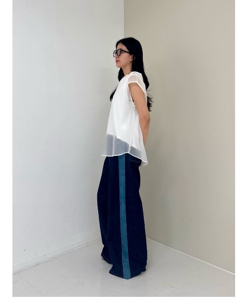 ワイドパンツ ジーンズ デニム デニムパンツ UNUS / Side Line Wide Denim レディースの画像