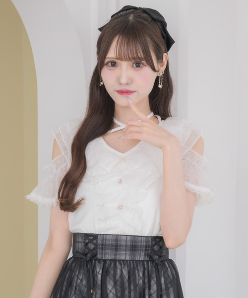 クチュールバイロジータ tシャツ 半袖 レースフリルオフショルトップス