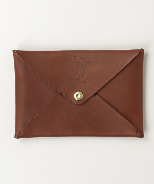 送料込　イントレチャート レザー　ショルダー　ブラウン　クラッチ　美品 BrownBrown（ブラウンブラウン） クラッチバッグ 「BrownBrown