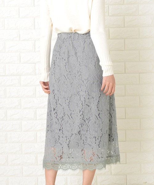 Lace Ladies スカート 花柄総レースAラインスカート : ZOZOTOWN