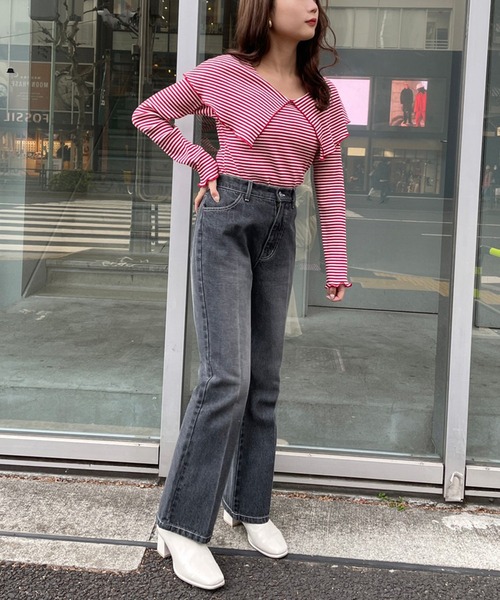 シンプルデザインロングデニムパンツ★タイトな美シルエットでお出かけコーデに！ one after another NICE CLAUP パンツ デニム ジーンズ 美
