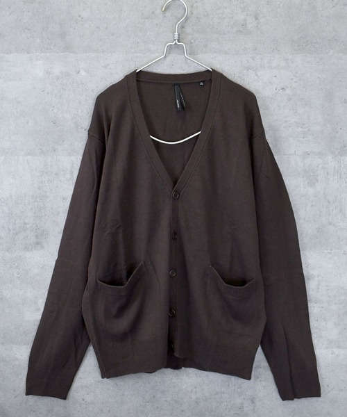 ニットカーディガン M~XL ボーダー Vネック 3color 裾丸Vネックニットカーディガン レディース(M グリーン): 東京