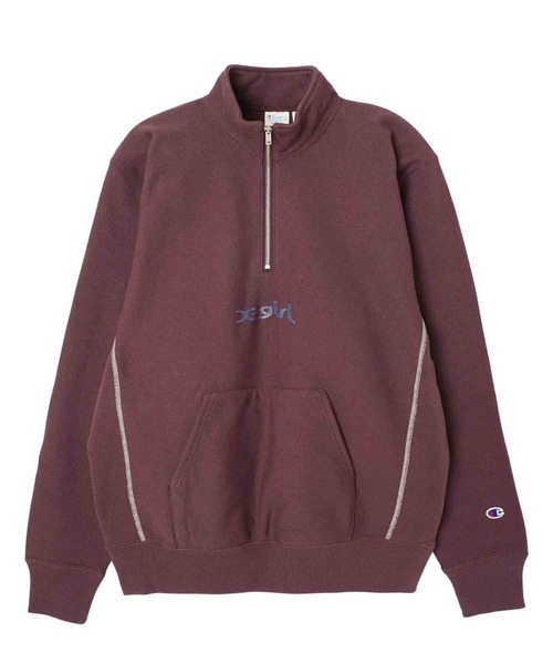 トレーナー スウェット X-girl × Champion REVERSE WEAVE R HALF ZIP SWEAT レディース