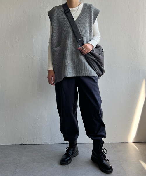 LBC（エルビーシー） ベスト ジレ ポケ付きニットロングベスト