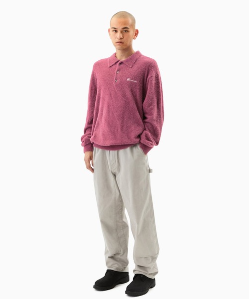 さらに100円引き◆thisisneverthat◆Script Shaggy Knit Polo SCT-Logo-Shaggy-Knit-Polo-