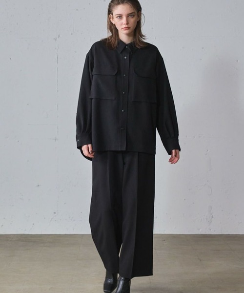 MIDIUMISOLID パンツ for Ladies ハイウエストタックパンツ レディース 