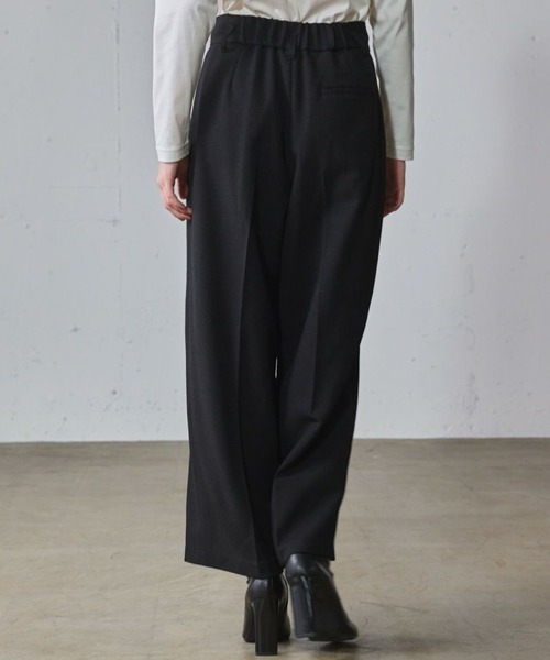 MIDIUMISOLID パンツ for Ladies ハイウエストタックパンツ レディース 