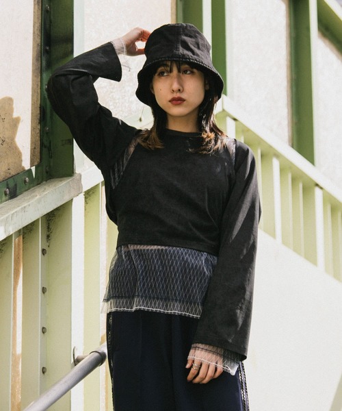 ドット バックプリーツリボンカットソー KBF（ケービーエフ） tシャツ 2WAYバックリボンカットソー レディース