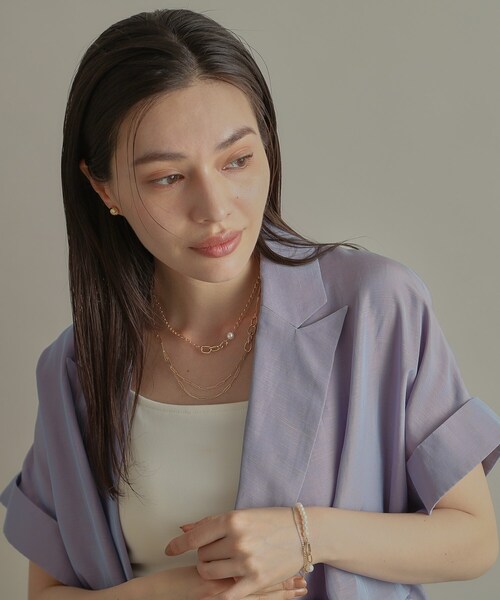 ネックレス K10PCチェーン×キヘイドレープ ネックレス レディースの画像