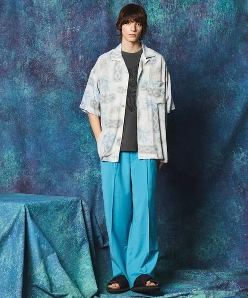 MAISON SPECIAL 柄シャツ サイズ2 UNISEX》【Italian Dead Stock Fabric】Dress-Over Square Cut