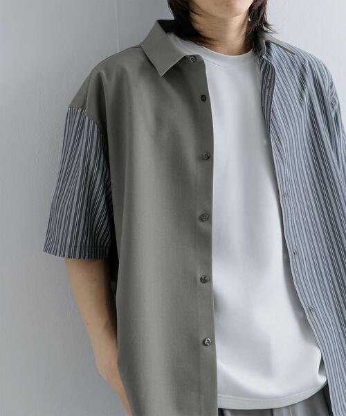 SENSE OF PLACE by URBAN RESEARCH シャツ ストライプブロックドシャツ 
