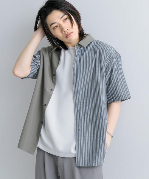 SENSE OF PLACE by URBAN RESEARCH シャツ ストライプブロックドシャツ 