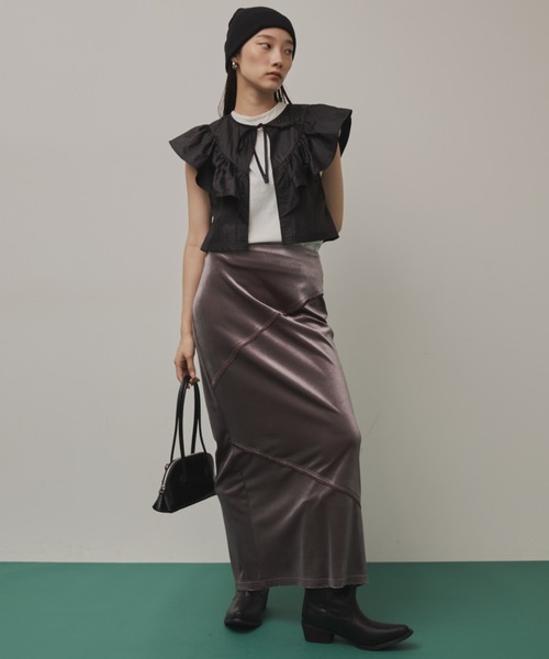 2WAYアシンメトリーフリルベスト GRY 2WAYアシンメトリーフリルベスト（ベスト）｜STYLEMIXER